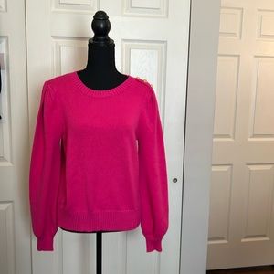 Draper James RSVP Pink Sweater with Gold buttons
